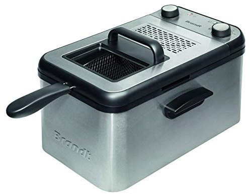 Brandt - Friteuse - FRI3200 - Capacité de la cuve 3,2L - 1KG frites - Minuteur - Panier cuve et couvercles amovibles - Hublot de contrôle - Thermostat réglable - 2200W - Inox