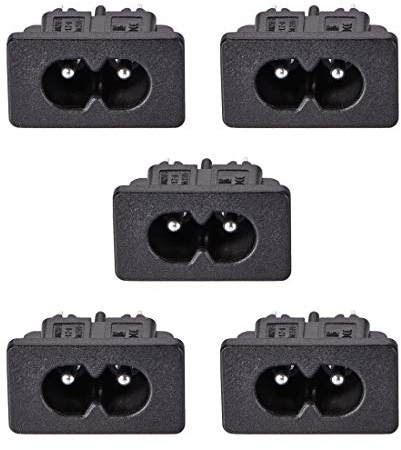 sourcing map 5 st. panel montering kontakt adapter 250 V AC 2,5 A C8 2 stift inloppsmodul kontakt rak