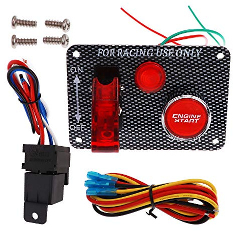 Pannello Interruttori di Accensione per Auto da Corsa 12V con Interruttori a Levetta per Pulsante di Avviamento del Motore Pannello in Fibra di Carbonio Luce LED per Auto da Corsa Barca Camion