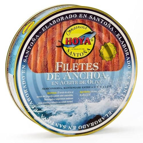 Hoya Anchoas de Santoña XL - 00 Lata de 500g/Aprox.67 filetes. Elaboración Artesana con bocartes grandes del Cantábrico en Aceite de Oliva. (500g (Paquete de 1))