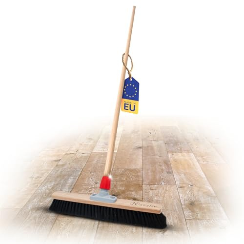Novaliv Saalbesen Rosshaar I Hofbesen mit Holzstiel 40 cm I Rosshaar weich fein Kehrbesen Zimmerbesen Hofbesen
