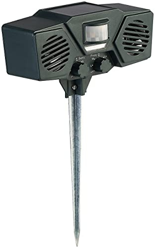 Exbuster Tierabwehr Ultraschall: Duo-Ultraschall-Solar-Tierschreck, Blitzlicht, Bewegungssensor, 100 m² (Tierabwehr Solar, Tiervertreiber, Maus)