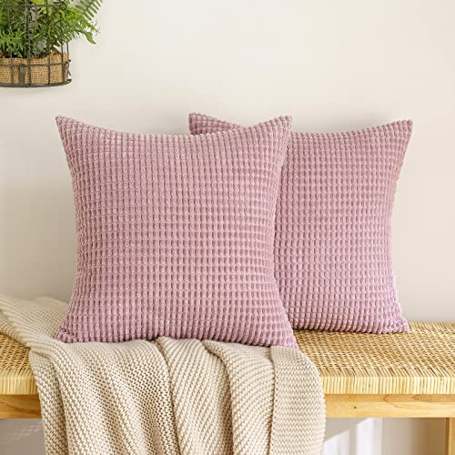 EMEMA Kordsamt Kissenbezug Granulat Dekorative Sofakissen Dekokissen Kissenbezüge Couchkissen Kissenhülle Weich Kissen Bezug Zierkissen für Sofa Couch Wohnzimmer 2er Set 40x40 cm Rosa Lila