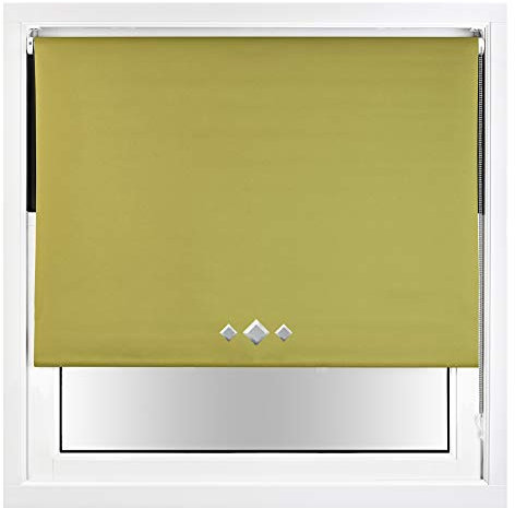 FURNISHED Verdunkelungsrollo mit dreifach diamantierten Ösen und zuschneidbaren Metallbeschlägen – Grün, 55W x 210H cm