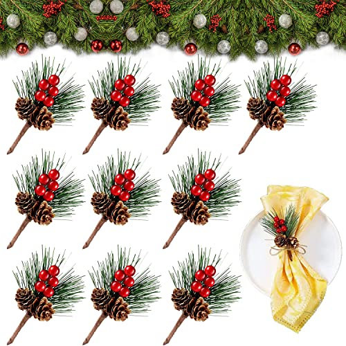 YBRAG Künstliche Tannenzapfen, 10 Stücke, Polyvinylchlorid, Indoor, Weihnachten, ARTIFICIAL_PLANT, grün, rustikal, naturbelassen, DIY, Kunstpflanze