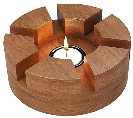 Teapot and Food Warmer - Portable Food Warmer for Camping and Traveling - Buffet Server and Warmer - Candle Food and Teapot Warmer - Acacia, 6.25 (Pattern 1)