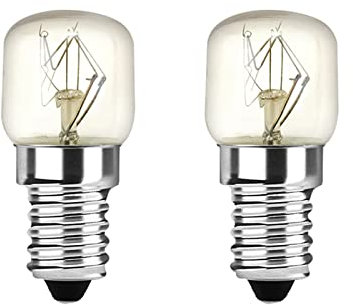 Klarlight 2 Pack Oven Bulb 25W E14 Incandescent Bulbs Dimmable Warm White 2400-2600K 300 Temperature Heat Resistant SES Small Edison Screw 360 Degree for Microwave, Fridge, Oven, Salt Lamp, Freezers
