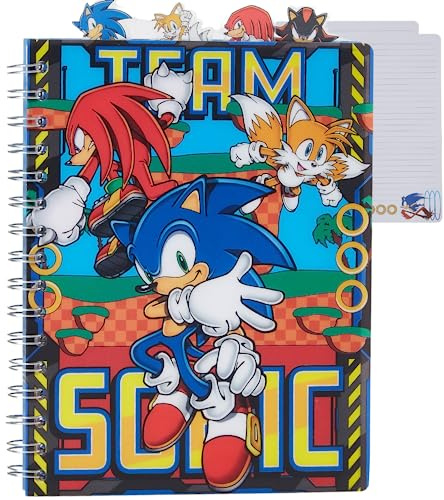 Sonic the Hedgehog Tab Journal Notebook, Spiral Bound, 96 Lined Pages, 8 x 7 inches, Blue
