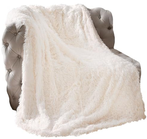 Gigmeta 160×200 cm Flauschig Decke, Cremeweiß Kuscheldecke, Super Weich & Warme Decke, Hochwertige Wohndecke, Fleecedecke, Sofadecke, Tagesdecken, Couchdecke