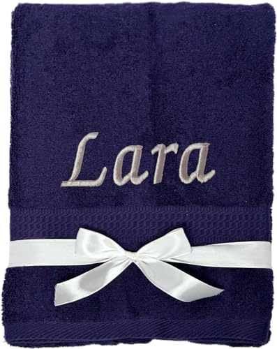 KIDDI-MEDIA Gästehandtuch 30x50 cm, Navy Blau, 100% Baumwolle Frottier | Gästetuch, mit personalisierter Bestickung wie z.B. Name, 500 g/m²