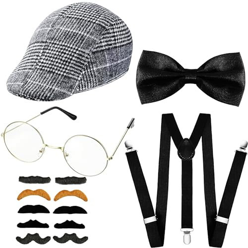 Carnavalife Disfraz Detective Sherlock Holmes, Años 20, Ganster Hombre, Accesorio para Disfrazar Detective Gangster Abuelo (Negro)
