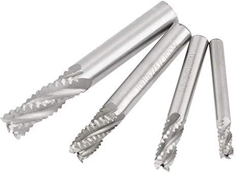 Jeu de Fraises en Bout D'ébauche en Acier 4 Pièces, 4 Fraises CNC à Cannelures, Fraises, M6/M8/M10/M12 pour Le Travail des Métaux, la Menuiserie et Les Projets de Bricolage