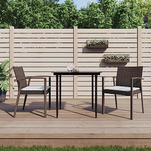 LAPOOH Gartenstühle mit Kissen 2 STK. Braun 56,5x57x83 cm Poly Rattan Gartensessel, Campingstuhl, Hochlehner, Balkonmöbel, Balkonstuhl, Terrassenstühle, Balkon Stuhl, 364095