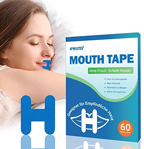 Mouth Tape for Sleeping, 60 Pcs H-Shape Sleep Mouth Tape, Snoring Aids for Men Women, Helps Stop Snoring and Develops Nasal Breathing Habits (Blue)