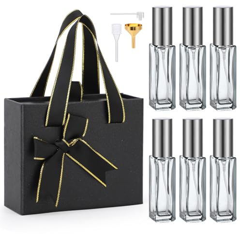 Segbeauty Lot de 6 flacons vaporisateurs de parfum de 10 ml avec boîte cadeau, vides en verre, petits flacons pulvérisateurs de parfum, accessoires de voyage