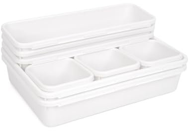 YTOPRO 8 Teile schubladen Organizer Set - weiß schminktisch organizer in 3 Größen drawer organizer Schubladeneinsatz schubladen passend für Schubladen schrank