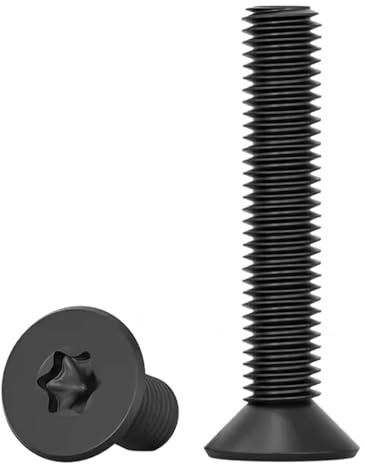 Drenky 20 Stück M5 x 40mm Senkkopfschrauben Torx Schwarz Edelstahl A2 V2A Maschinenschrauben Standard Quincunx Senkkopf Schrauben Vollgewindeschrauben für Maschinenausrüstung und Wohnmöbel, Schwarz