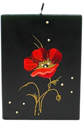Dekohelden24 Candela di alta qualità con orchidea/candela di orchidea/vela/nero con fiore rosso/L/L/A: circa 9 x 5 x 12 cm.