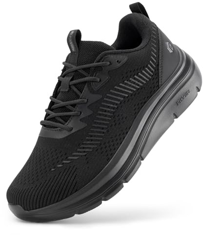 FitVille Mens Wide Fit Running Walking Shoes V20, Jet Black, 13 Wide