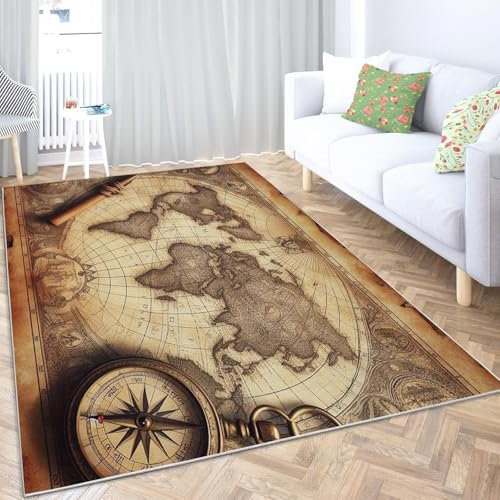 Kinderteppich, 3D-Druck, Weltkarte, Fußmatte, rutschfeste Bodenmatte, Wohnzimmer-Dekorteppich 200 X 300 cm - Leicht Zu Reinigendes, Weiches Polyester Mit Gummirückseite -3589279264146
