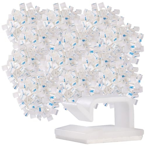 General Office Kabelclip selbstklebend: 400er-Set Selbstklebende Kabelhalter, für innen und außen, weiß (Schreibtisch-Kabel-Organizer-Clips, Selbstklebende Kabelklemmen-Clip s, Seil)
