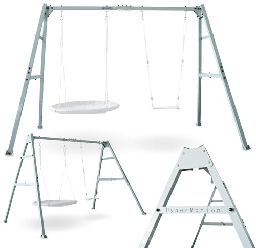 HyperMotion Altalena da Giardino per Bambini - Struttura in Acciaio con Telaio Robusto 310x189cm, Resistente agli Agenti Atmosferici, Carico 200kg, Per 3 Persone