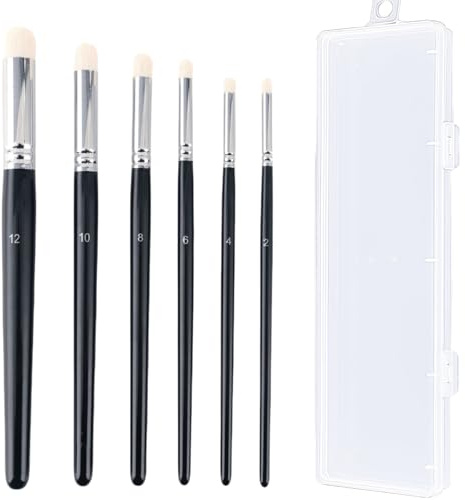 6 Drybrush Pinsel Set,Modellbau Pinsel,Borsten Aus Naturwolle Professioneller, Trockenpinseltechnik,Miniatur Pinsel für Feinmalerei und Kunstprojekte,Kommt mit Einer Aufbewahrungsbox (6)