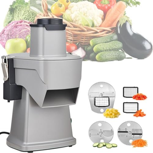 RSPPPJQ Picadora de Verduras eléctrica 4 en 1, procesador de Alimentos de 200 W, cortadora de Verduras versátil for rebanar, triturar, Cortar en Cubos y rayar.