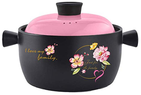 Msuiiixcccc Deep Clay Pot with lid and Handle Slow-Simmering Heat-Resistant Ceramic-Coated Casserole bibimbap Non-Stick Soup Pot F 5.3Quart (E 3.17Quart) (3.17Quart)