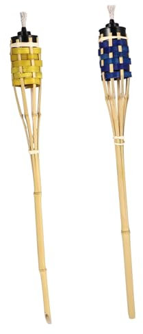 KONTONTY Torcia A Olio Portatile Da Giardino in Bambù 2 Pezzi Torcia A Olio Per Esterni in Bambù Per Decorazioni Da Festival