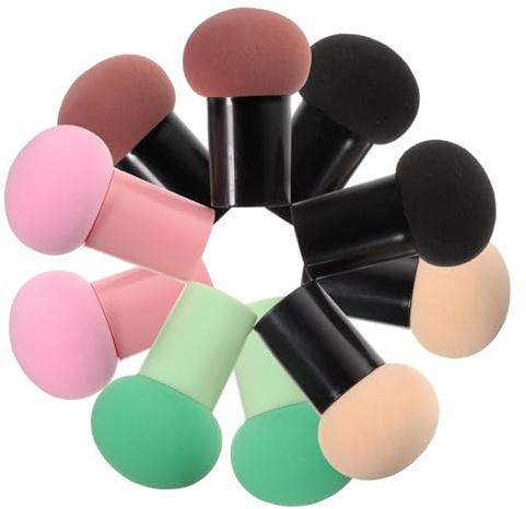 Pilzförmiger Kosmetikschwamm 10 Stück für Nass und Trocken Make Up | Kunststoff und Sponge, Geeignet für Anfänger und Professionelle Make Up Artists, Modischer Stil