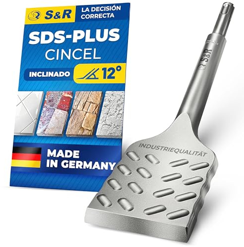 S&R Burin Perceuse SDS plus Ciseau à carrelage SDS plus 250 x 50 mm Plat coudé. MADE IN GERMANY. Géométrie optimisée pour Carreaux et Carrelage. Qualité industrielle