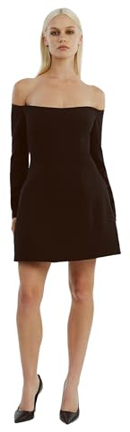 BARDOT Nadene Hourglass Mini Dress for Women - Black Off-Shoulder Fitted Bodice, Balloon Skirt, Structured Party Cocktail Dress