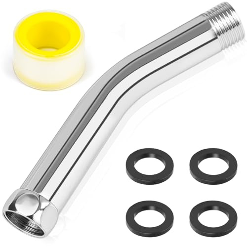 FLEXNOVA Duschkopf Verlängerung, Edelstahl G1/2 Duschkopfverlängerung Duscharm 1/2 Zoll Adapter mit Gewindedichtband und 4 Dichtungen Handbrause Verlängerung Ersatzteile für Duschkopf Badzimmer
