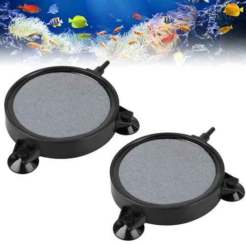 Aquarium Luftstein: 2PCS Sprudelstein für Teiche mit Saugnapf, Aquarium Luftausströmer Aquarium Sprudler, Luftblasen Diffusor Airstones, Aquarium Luftsteinscheibe, für Fischbecken Eimer und Teiche