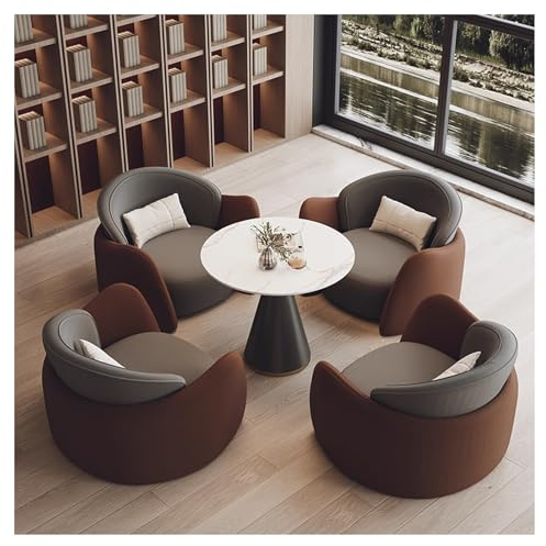KIBONCY Leder-Business-Empfangssofa-Set, Kombination aus Lounge-Bereich, Verhandlungstisch und Stuhl, für Empfangsbesprechungen, Konferenzen und Wartebereiche 85cm Set C