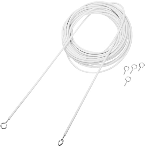 iplusmile Kit de Sistema de Alambre para Cortinas con Ganchos y Ojales Resistente para Ventanas Accesorios Versátiles para Visillos y Decoraciones Hogar y Jardín