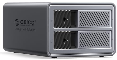 ORICO Aluminium hårddiskhölje för 2 hårddiskar, USB 3.0 HDD-dockningsstation för 3,5 tums HDD upp till 2 x 22 TB, kompatibel med MacOS och Windows (9828U3)