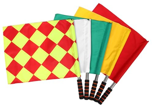 Gatuida Lot de 5 drapeaux d'arbitre de football : drapeaux de juge de ligne pour événements sportifs, fournitures de juge de ligne de volley-ball avec poteau en acier inoxydable