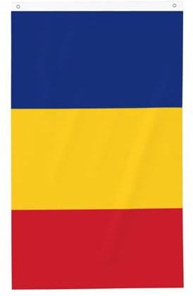 Bandera de Rumania de 3 x 5 pies. Impresión de doble cara, vertical, tela 100% poliéster, colores vibrantes y duraderos.