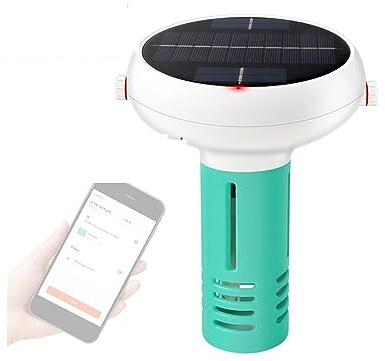 LLAWQSM Wassertester, Tragbarer 6-in-1-Wasserqualitätsdetektor PH EC TDS ORP Temperatur Chlor CL APP-Anzeige Schwimmbad 6-in-1-Wasserqualitätstester(7 IN 1 Solar Powered)