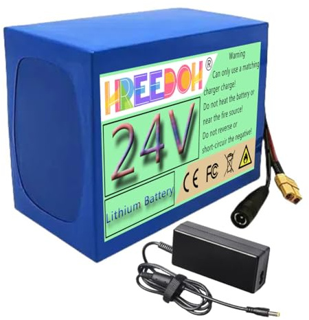 FREEDOH Batería de Litio de 24 V, Paquete de baterías de Litio de 24 V, 8 Ah, 10 Ah, 12 Ah, 15 Ah con BMS y Cargador de 25,2 V.,24v10ah