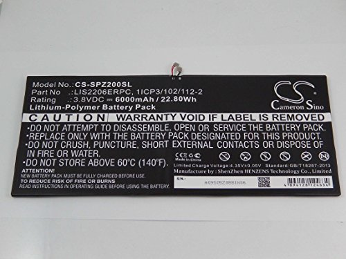 vhbw Akku kompatibel mit Sony Xperia SGP511 | SGP512, SGP521, SGP541, SGP551, SOT21 Tablet Pad (6000mAh, 3,8V, Li-Polymer)