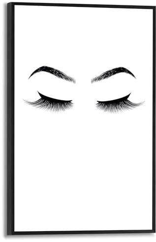 REINDERS Gerahmtes Bild, Wimpern und Augenbrauen, Wohnzimmer, Bilder, Wanddeko, Room Decor, MDF, Schwarz-Weiß, 30 x 20