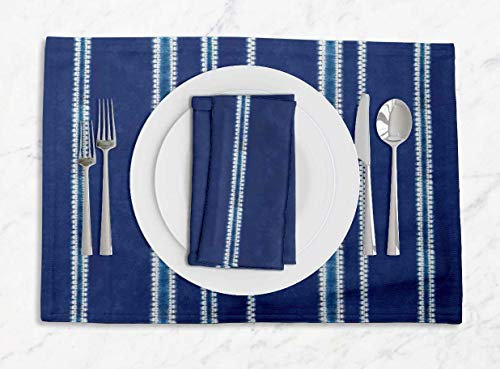S4Sassy Blu Banda Shibori Sottopiatti reversibili per Sala da Pranzo Stampata con tovaglioli