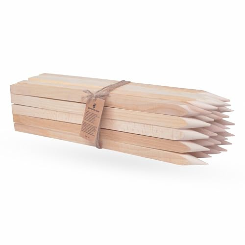 Holzpflöcke Hartholzpfähle Pflanzstäbe Angespitzt und Quadratisch 25 Stücke. | Holzpfähle für Markierung, Beschilderung oder Abgrenzung Zaunpfosten Zaunpfähle – 100cm cm Kanten: 2,50x2,50cm (100cm)