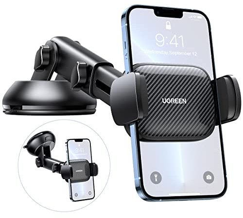 UGREEN Handyhalterung Saugnapf 360° Kfz Handy Halterung 2 in 1 Universale Handyhalter Auto kompatibel mit iPhone 16 15 Pro Max Plus 14 13 Galaxy F34 S23 Ultra Huawei Mate 60 Pro Redmi K60 usw.