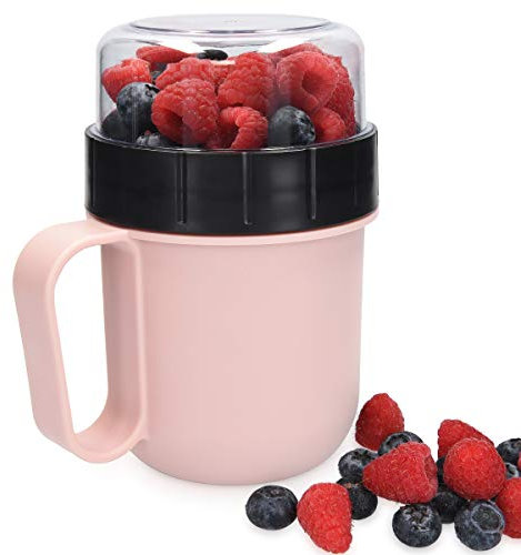 Navaris Tazza Porta Colazione - Bicchiere Contenitore Portaliquidi Yogurt caffè Frutta Cereali Snack - Mug Portapranzo da Asporto Viaggio o Ufficio
