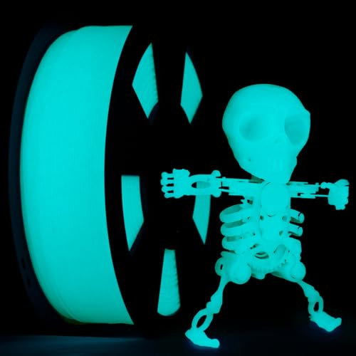 ZIRO 3D Drucker Filament PLA PRO 1.75mm Glow In the Dark Color Series 1KG(2.2lbs), Dimensional Accuracy +/- 0.03mm, GID Cyan