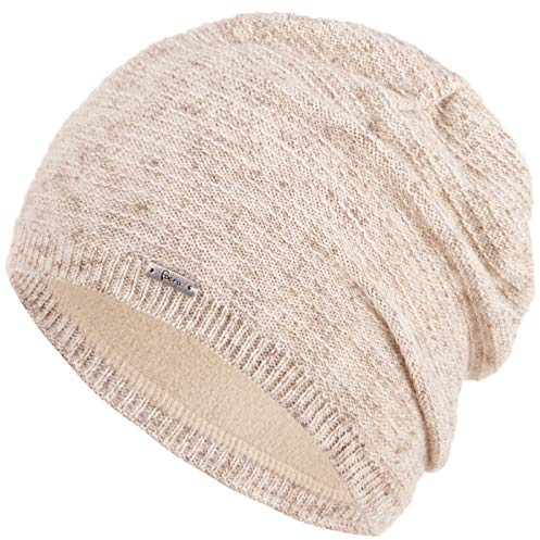Faera Wintermütze Mütze Damen meliert warm gefüttert Fleece-Futter Winter Herbst Mütze Strickmütze Beanie One-Size 56